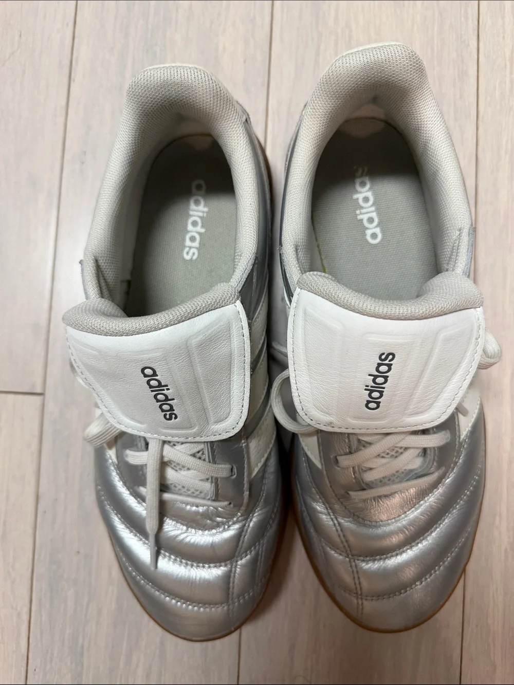 Adidas Barreda Mundial Women Silver Metallic Sneakers with Gum Sole